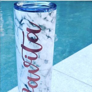 Marble Tumbler with Rose Gold Name